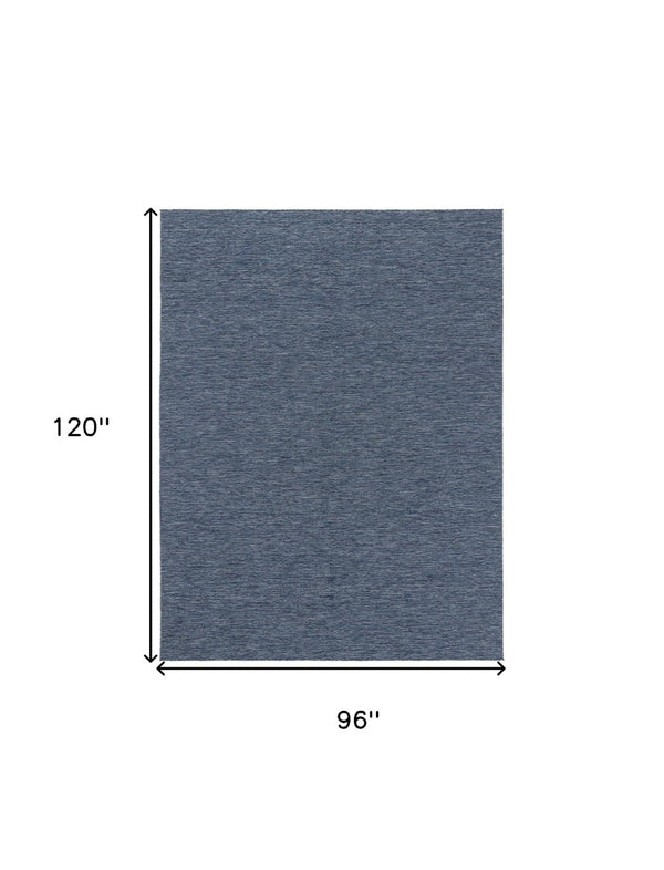 HomeRoots 8' X 10' Navy Blue & Ivory Geometric Rug - Stylish, Durable & Versatile for Indoor/Outdoor Spaces! 551537