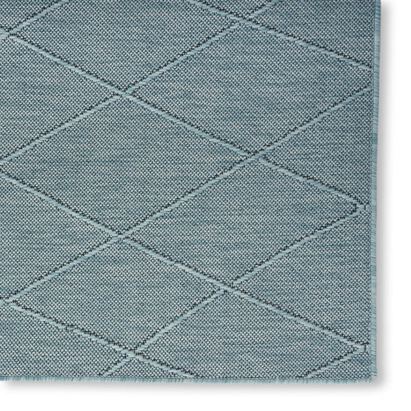 HomeRoots 9' Aqua and Ivory Geometric Indoor Outdoor Area Rug - Modern, Durable, Easy-Care for Any Space! 551538