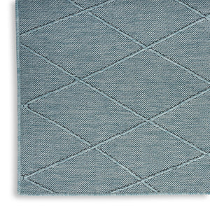 HomeRoots 9' Aqua and Ivory Geometric Indoor Outdoor Area Rug - Modern, Durable, Easy-Care for Any Space! 551538