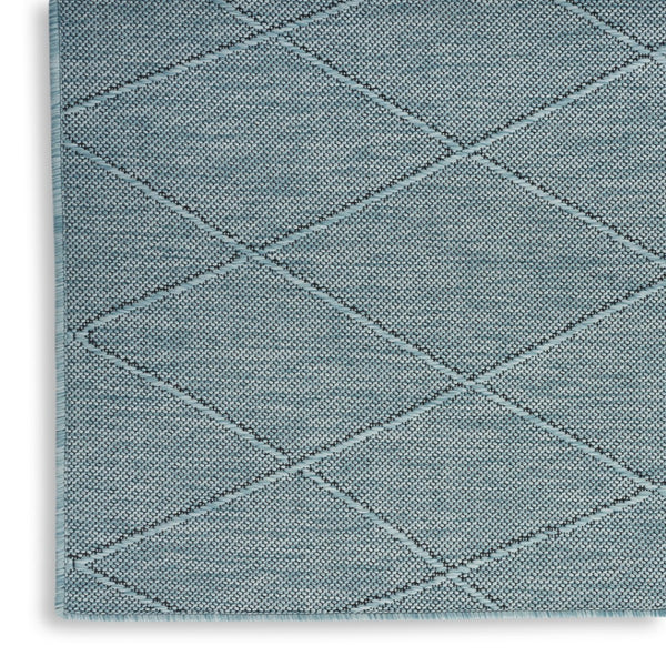 HomeRoots 9' Aqua and Ivory Geometric Indoor Outdoor Area Rug - Modern, Durable, Easy-Care for Any Space! 551538