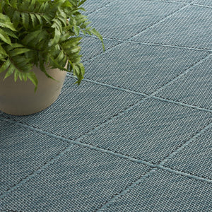 HomeRoots 9' Aqua and Ivory Geometric Indoor Outdoor Area Rug - Modern, Durable, Easy-Care for Any Space! 551538