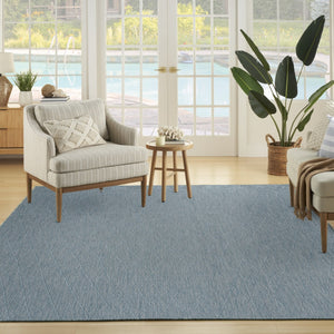 HomeRoots 9' Aqua and Ivory Geometric Indoor Outdoor Area Rug - Modern, Durable, Easy-Care for Any Space! 551538