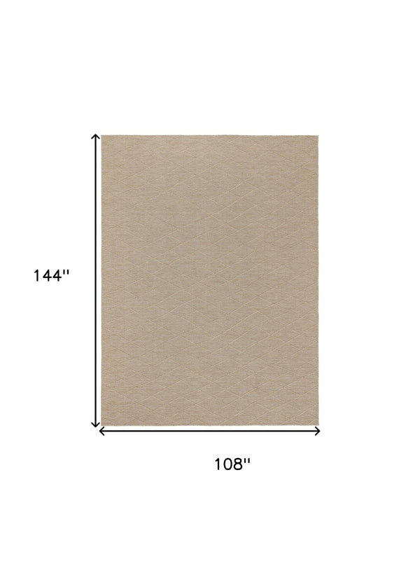 HomeRoots 9' X 12' Geometric Area Rug in Natural & Light Brown – Durable, Stylish for Indoor & Outdoor Use 551539