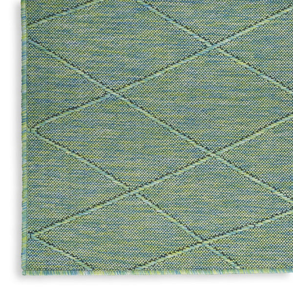 HomeRoots 9' X 12' Vibrant Blue and Green Geometric Area Rug for Indoor and Outdoor Spaces - Durable & Stylish 551540