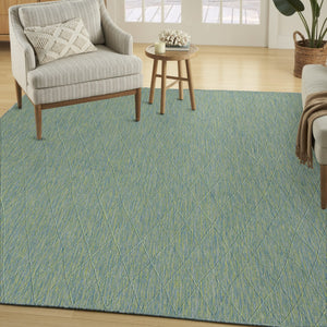 HomeRoots 9' X 12' Vibrant Blue and Green Geometric Area Rug for Indoor and Outdoor Spaces - Durable & Stylish 551540