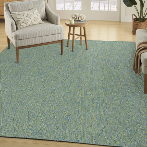 HomeRoots 9' X 12' Vibrant Blue and Green Geometric Area Rug for Indoor and Outdoor Spaces - Durable & Stylish 551540