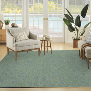 HomeRoots 9' X 12' Vibrant Blue and Green Geometric Area Rug for Indoor and Outdoor Spaces - Durable & Stylish 551540
