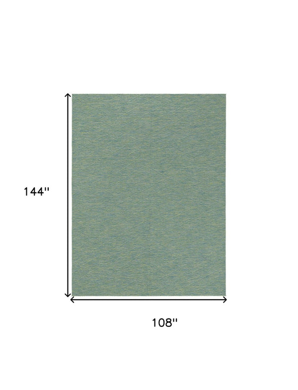 HomeRoots 9' X 12' Vibrant Blue and Green Geometric Area Rug for Indoor and Outdoor Spaces - Durable & Stylish 551540