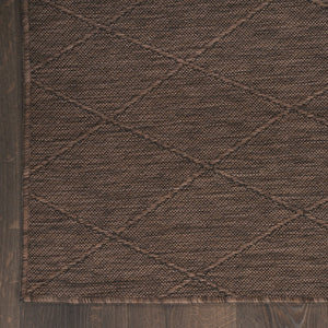 HomeRoots 9' X 12' Dark Brown Geometric Area Rug - Durable, Weather-Resistant & Easy Care for Indoor/Outdoor Use 551541