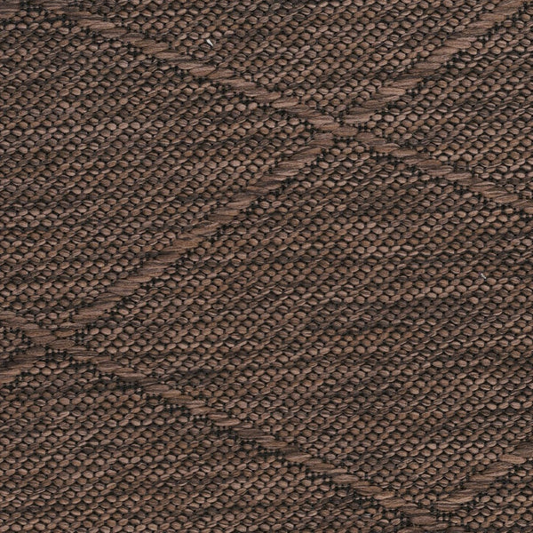 HomeRoots 9' X 12' Dark Brown Geometric Area Rug - Durable, Weather-Resistant & Easy Care for Indoor/Outdoor Use 551541