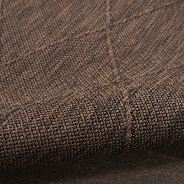 HomeRoots 9' X 12' Dark Brown Geometric Area Rug - Durable, Weather-Resistant & Easy Care for Indoor/Outdoor Use 551541