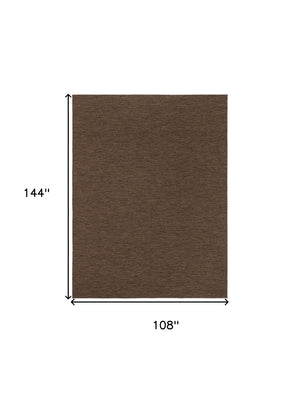 HomeRoots 9' X 12' Dark Brown Geometric Area Rug - Durable, Weather-Resistant & Easy Care for Indoor/Outdoor Use 551541