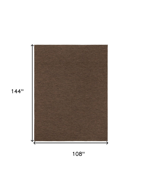 HomeRoots 9' X 12' Dark Brown Geometric Area Rug - Durable, Weather-Resistant & Easy Care for Indoor/Outdoor Use 551541