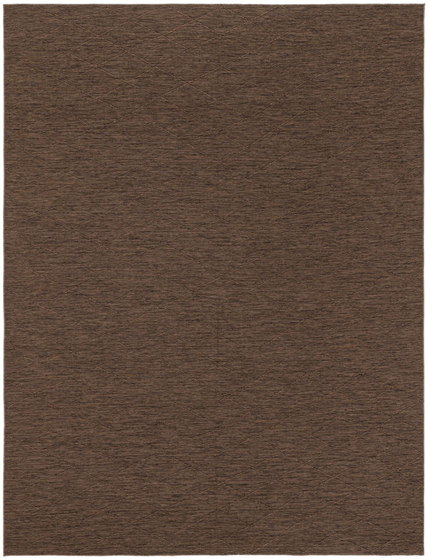 HomeRoots 9' X 12' Dark Brown Geometric Area Rug - Durable, Weather-Resistant & Easy Care for Indoor/Outdoor Use 551541