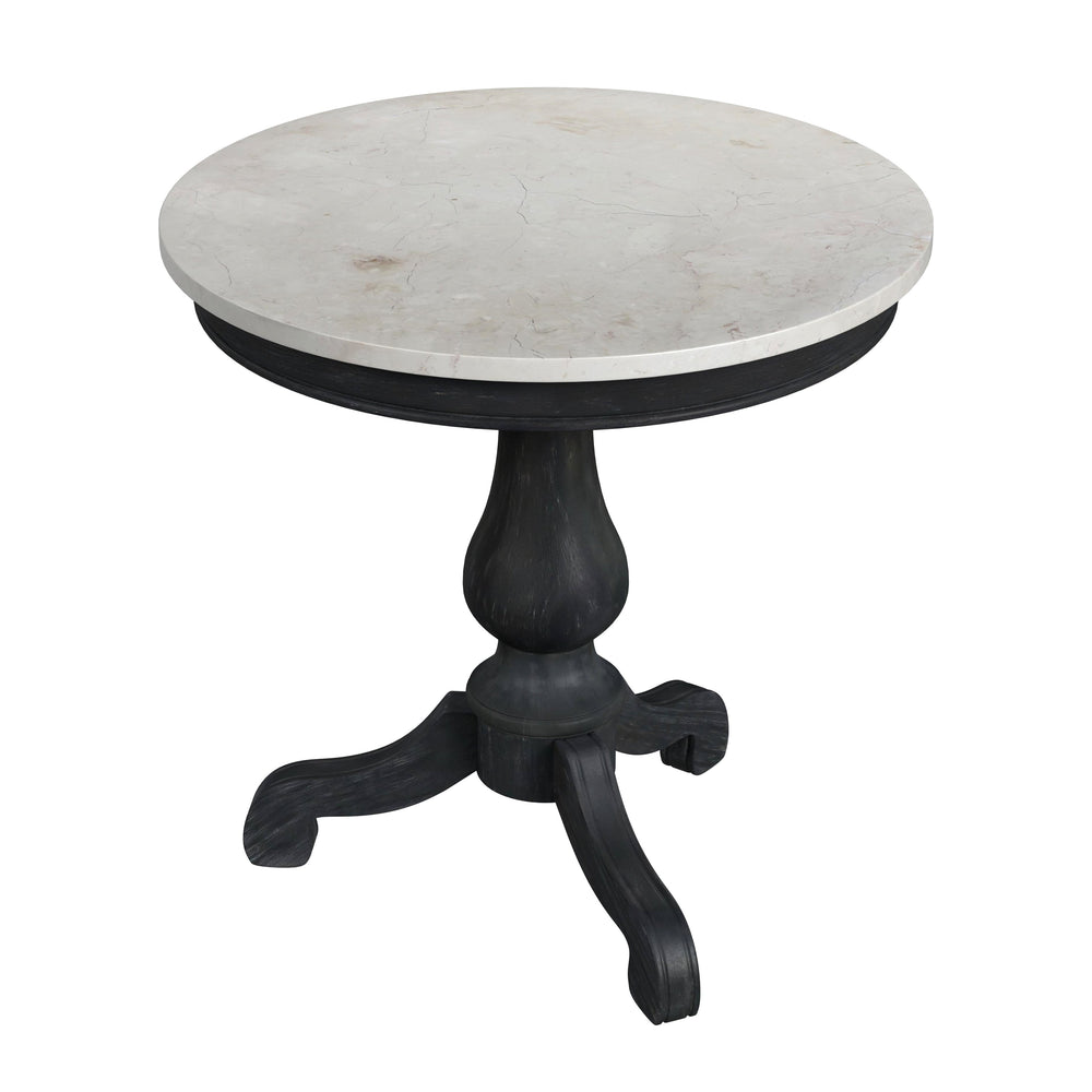 Butler Specialty Danielle Marble Pedestal Side Table - Elegant Round Design With Hand-carved Base For Any Space Black Marble,Mahogany Wood,Plywood 5515432-butler
