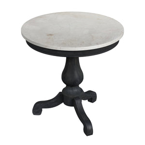 Butler Specialty Danielle Marble Pedestal Side Table - Elegant Round Design With Hand-carved Base For Any Space Black Marble,Mahogany Wood,Plywood 5515432-butler