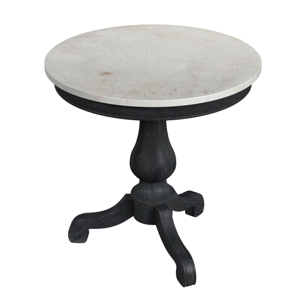 Butler Specialty Danielle Marble Pedestal Side Table - Elegant Round Design With Hand-carved Base For Any Space Black Marble,Mahogany Wood,Plywood 5515432-butler
