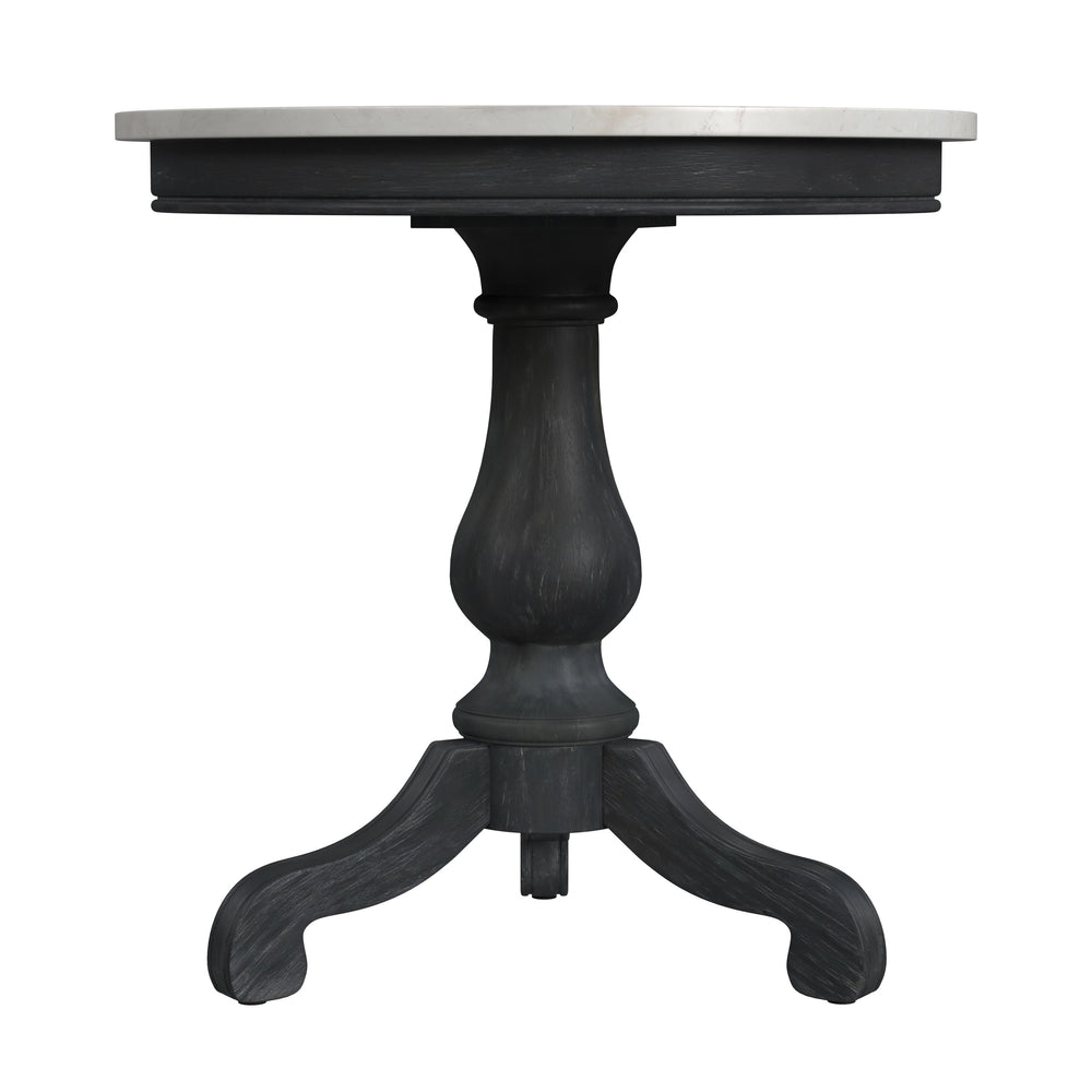 Butler Specialty Danielle Marble Pedestal Side Table - Elegant Round Design With Hand-carved Base For Any Space Black Marble,Mahogany Wood,Plywood 5515432-butler