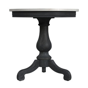 Butler Specialty Danielle Marble Pedestal Side Table - Elegant Round Design With Hand-carved Base For Any Space Black Marble,Mahogany Wood,Plywood 5515432-butler