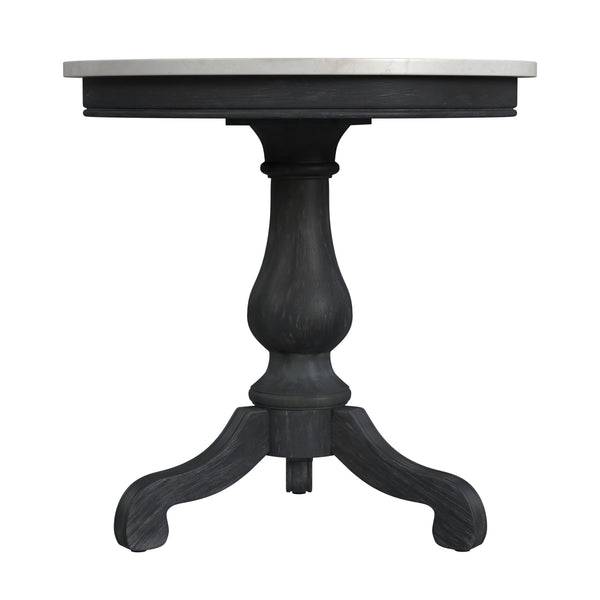 Butler Specialty Danielle Marble Pedestal Side Table - Elegant Round Design With Hand-carved Base For Any Space Black Marble,Mahogany Wood,Plywood 5515432-butler