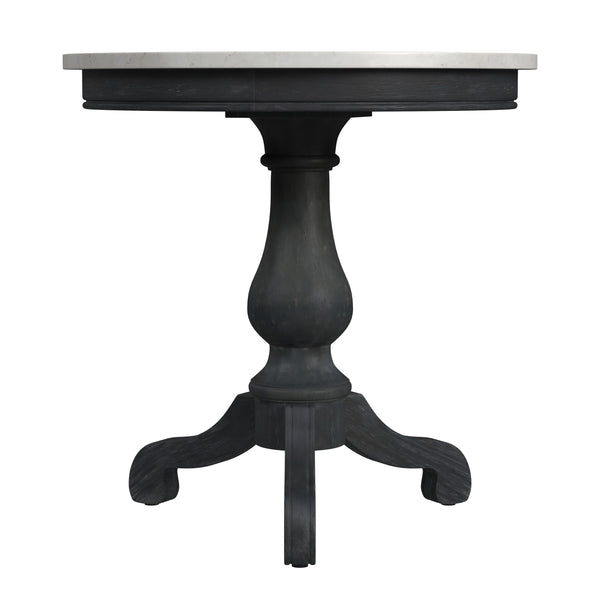 Butler Specialty Danielle Marble Pedestal Side Table - Elegant Round Design With Hand-carved Base For Any Space Black Marble,Mahogany Wood,Plywood 5515432-butler