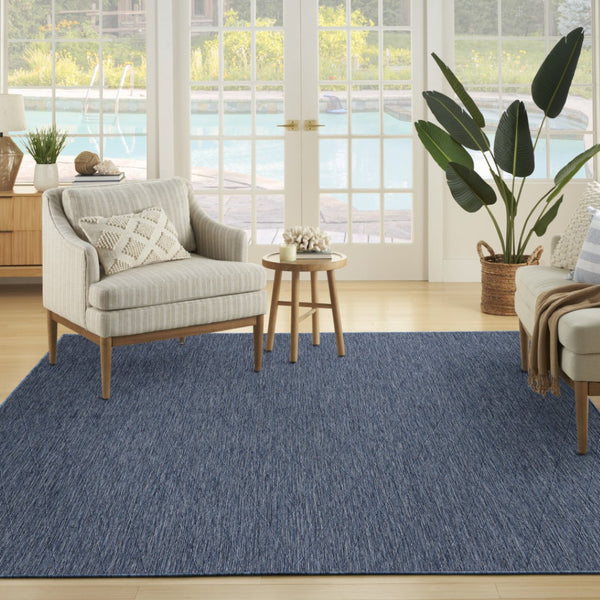 HomeRoots 9' Navy Blue and Ivory Geometric Indoor Outdoor Area Rug - Stylish, Durable, Easy-Clean Design for Any Space 551543