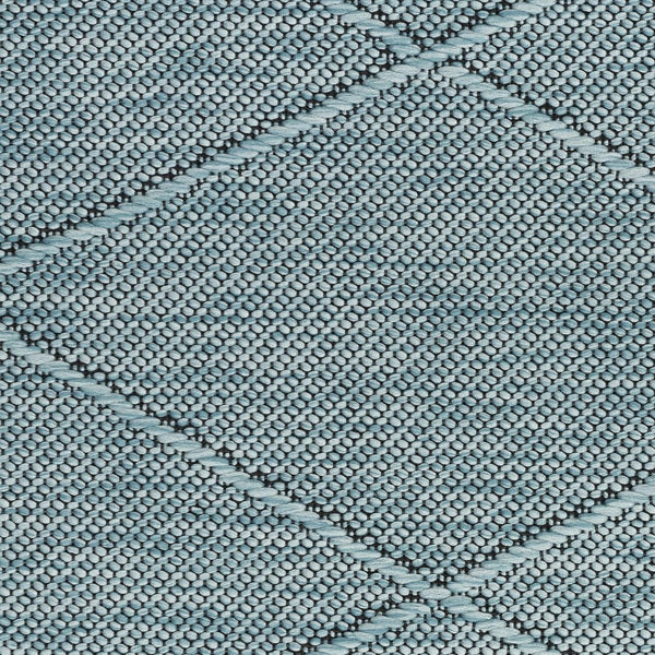 HomeRoots 10' Aqua and Ivory Geometric Area Rug - Durable, Low-Profile Indoor Outdoor Floor Covering, 10'x14' 551544