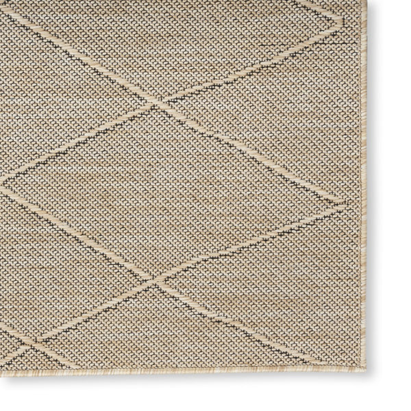 HomeRoots 10' X 14' Geometric Area Rug - Natural & Light Brown for Indoor/Outdoor Use, Durable & Easy Care 551545