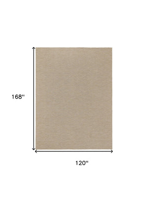 HomeRoots 10' X 14' Geometric Area Rug - Natural & Light Brown for Indoor/Outdoor Use, Durable & Easy Care 551545