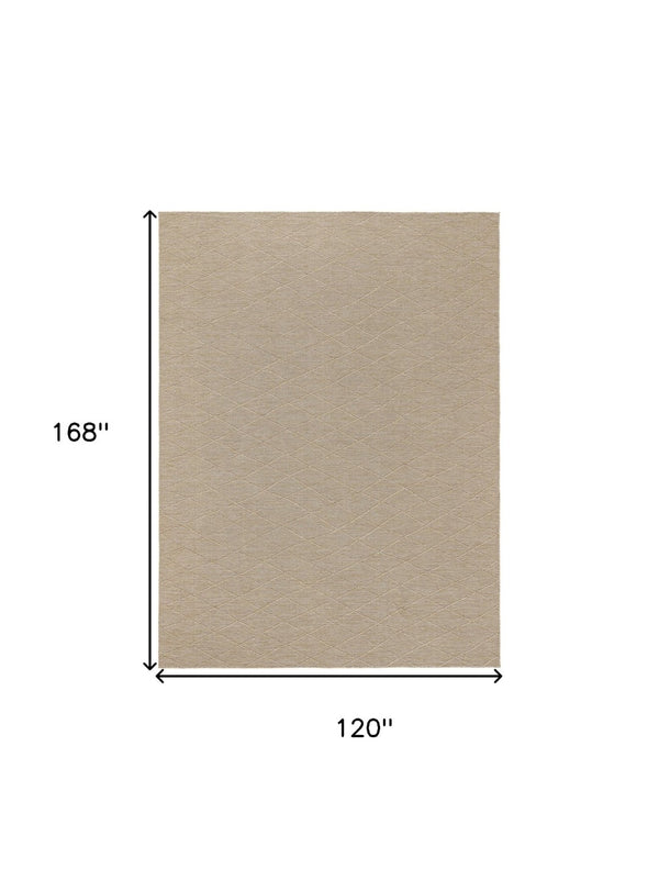 HomeRoots 10' X 14' Geometric Area Rug - Natural & Light Brown for Indoor/Outdoor Use, Durable & Easy Care 551545