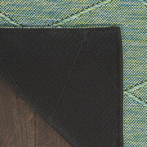 HomeRoots 10' Geometric Blue and Green Area Rug - Durable Indoor/Outdoor Design for Modern Spaces, Easy Care 551546