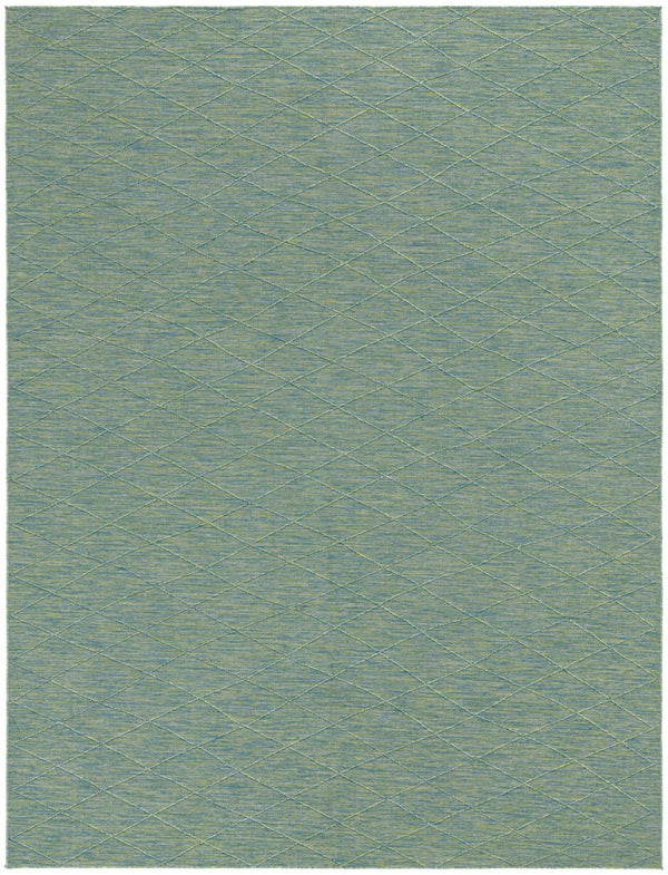 HomeRoots 10' Geometric Blue and Green Area Rug - Durable Indoor/Outdoor Design for Modern Spaces, Easy Care 551546