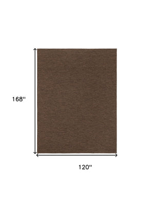 HomeRoots 10' Contemporary Dark Brown Geometric Area Rug - Indoor/Outdoor, Durable, Easy-Care for High Traffic 551547