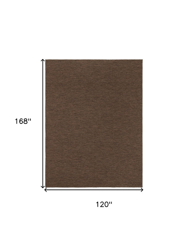 HomeRoots 10' Contemporary Dark Brown Geometric Area Rug - Indoor/Outdoor, Durable, Easy-Care for High Traffic 551547
