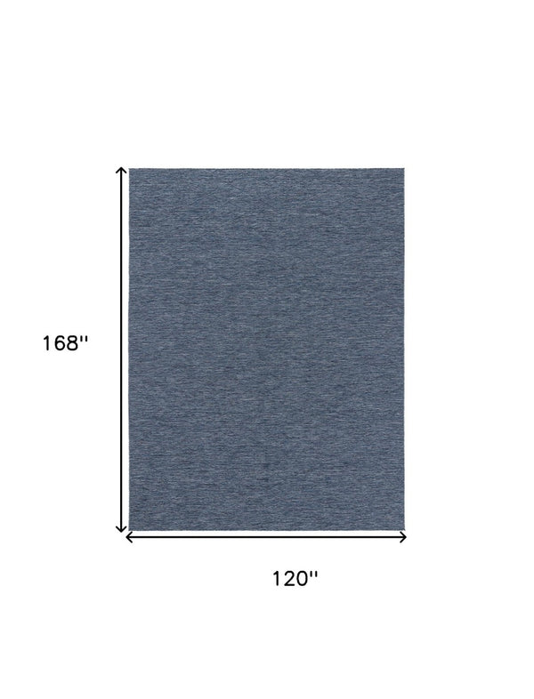 HomeRoots 10' Navy Blue & Ivory Geometric Area Rug - Stylish Indoor/Outdoor Durable Design for Any Space 551549