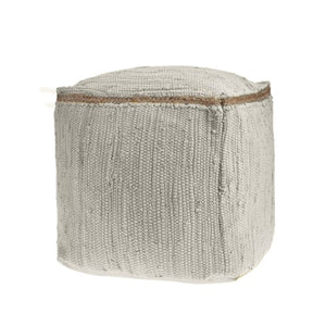 Homeroots 18" Gray And Natural Cotton And Jute Cube Pouf Ottoman – Chic Multi-functional Seating Solution Birch  551550