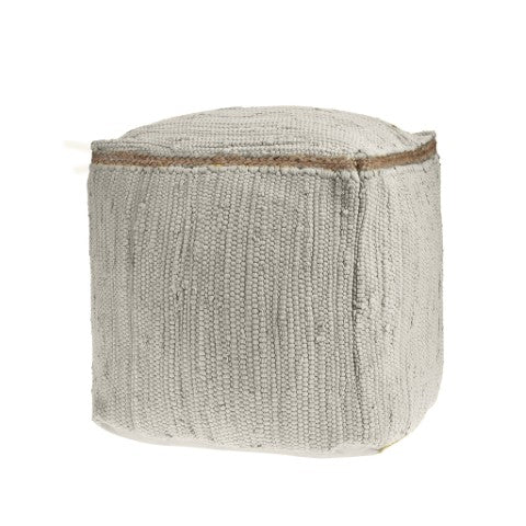 Homeroots 18" Gray And Natural Cotton And Jute Cube Pouf Ottoman – Chic Multi-functional Seating Solution Birch  551550