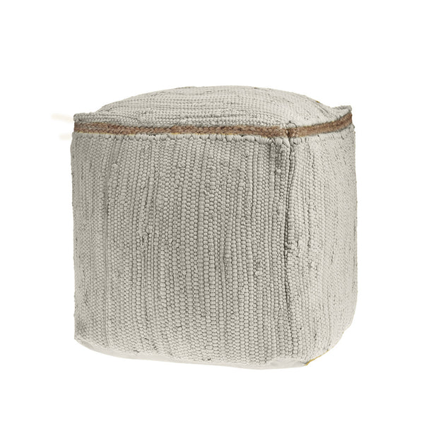 Homeroots 18" Gray And Natural Cotton And Jute Cube Pouf Ottoman – Chic Multi-functional Seating Solution Birch  551550