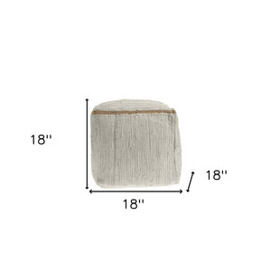 Homeroots 18" Gray And Natural Cotton And Jute Cube Pouf Ottoman – Chic Multi-functional Seating Solution Birch  551550