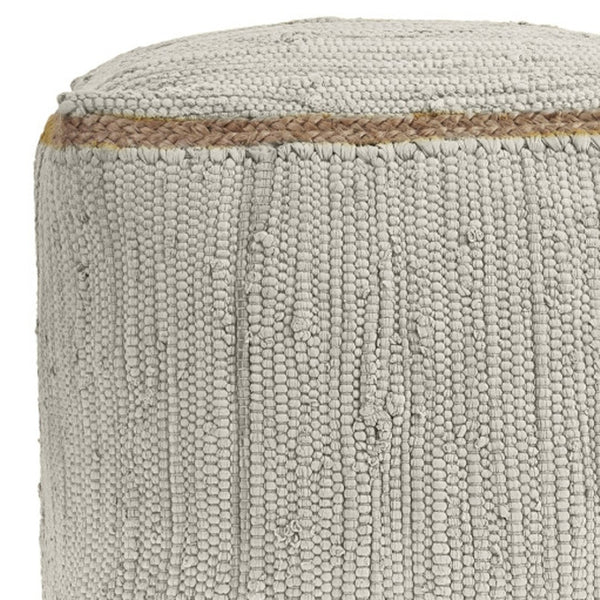 Homeroots 18" Gray And Natural Cotton And Jute Cube Pouf Ottoman – Chic Multi-functional Seating Solution Birch  551550