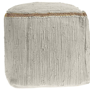 Homeroots 18" Gray And Natural Cotton And Jute Cube Pouf Ottoman – Chic Multi-functional Seating Solution Birch  551550