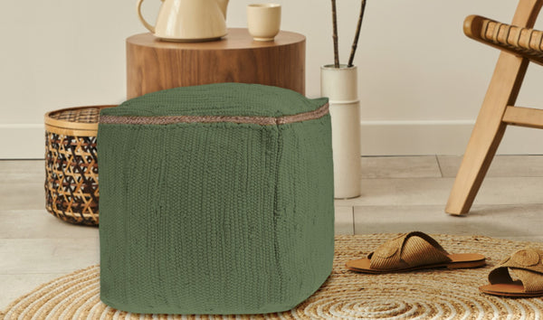 Homeroots 18" Gray And Natural Cotton And Jute Cube Pouf Ottoman – Chic Multi-functional Seating Solution Grasshopper  551552