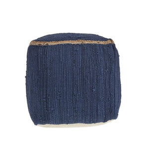 Homeroots 18" Gray And Natural Cotton And Jute Cube Pouf Ottoman – Chic Multi-functional Seating Solution Indigo  551553