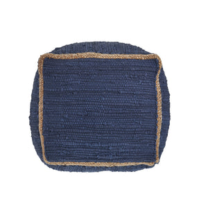 Homeroots 18" Gray And Natural Cotton And Jute Cube Pouf Ottoman – Chic Multi-functional Seating Solution Indigo  551553