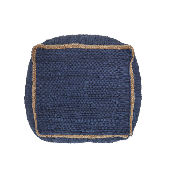 Homeroots 18" Gray And Natural Cotton And Jute Cube Pouf Ottoman – Chic Multi-functional Seating Solution Indigo  551553
