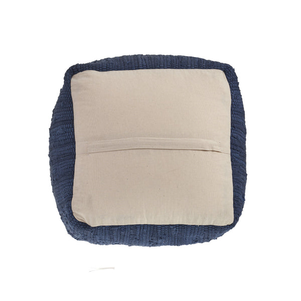 Homeroots 18" Gray And Natural Cotton And Jute Cube Pouf Ottoman – Chic Multi-functional Seating Solution Indigo  551553