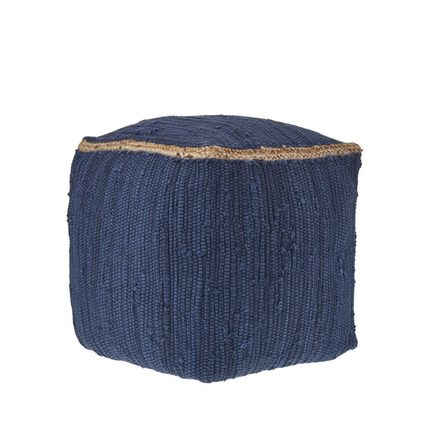 Homeroots 18" Gray And Natural Cotton And Jute Cube Pouf Ottoman – Chic Multi-functional Seating Solution Indigo  551553