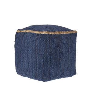 Homeroots 18" Gray And Natural Cotton And Jute Cube Pouf Ottoman – Chic Multi-functional Seating Solution Indigo  551553