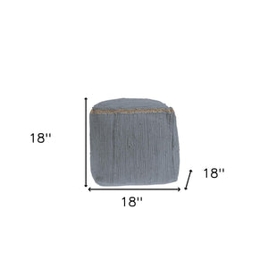 Homeroots 18" Gray And Natural Cotton And Jute Cube Pouf Ottoman – Chic Multi-functional Seating Solution Ultimate Gray  551554