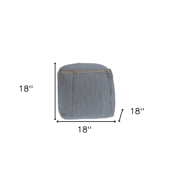 Homeroots 18" Gray And Natural Cotton And Jute Cube Pouf Ottoman – Chic Multi-functional Seating Solution Ultimate Gray  551554